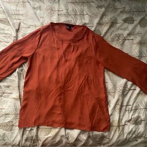 Long Sleeve Rust Red Women's Blouse